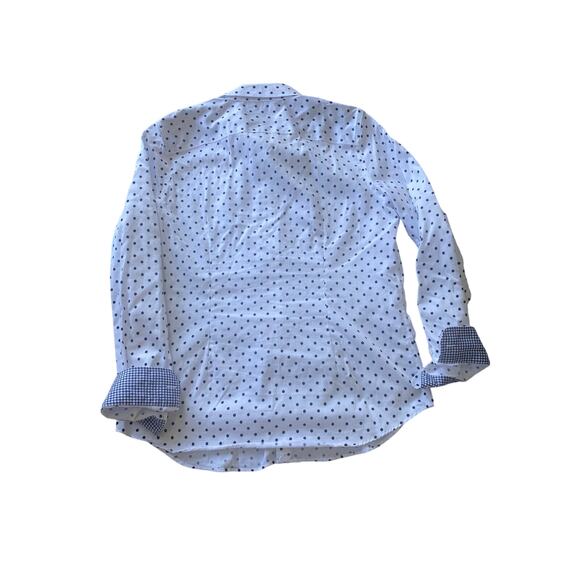 NWT FLAWS CHAPS No Iron Shirt Easy Care Slimming Fit Long Sleeve Polkadot Large - Picture 9 of 9